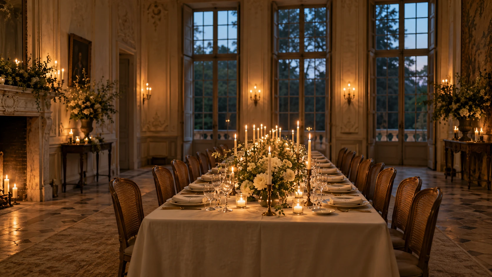 Diner bij kaarslicht in de historische balzaal